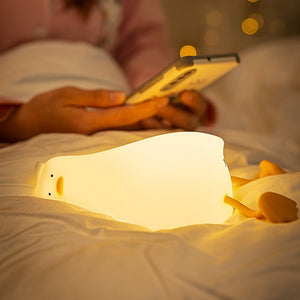 1W USB Charging LED Lie Flat Duck Silicone Touch Sensing Night Light