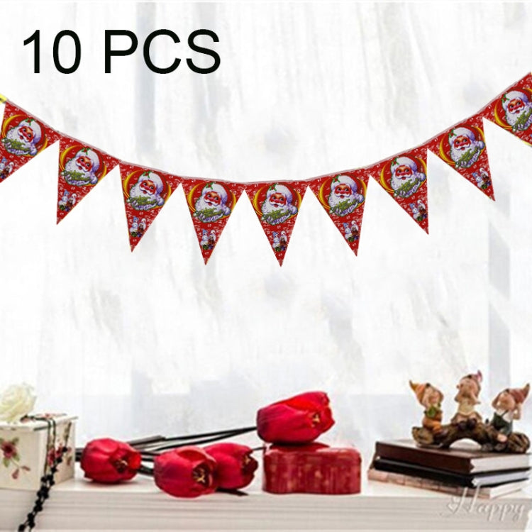 10 Sets Christmas Scene Decoration Triangle Paper Flags Non-woven Fabric Hanging Banners