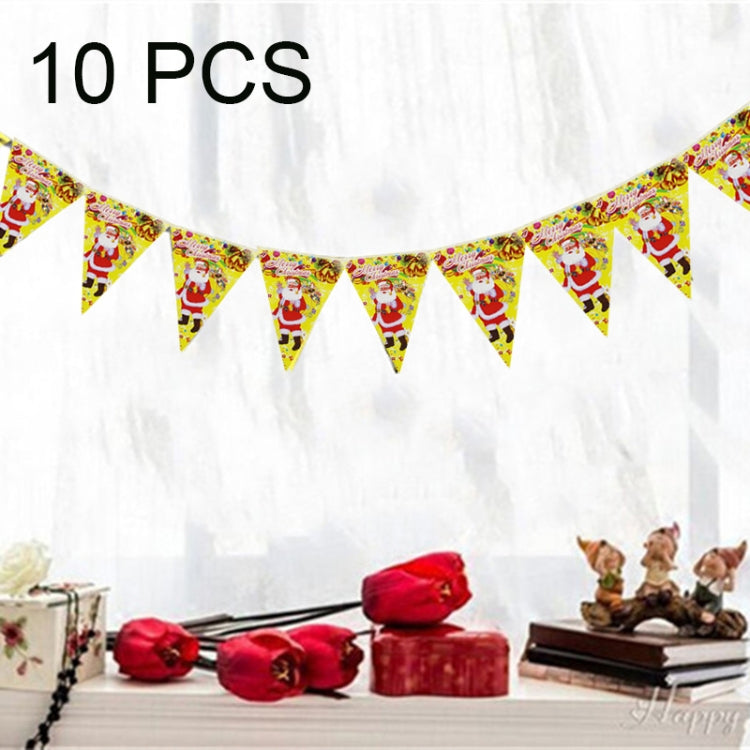 10 Sets Christmas Scene Decoration Triangle Paper Flags Non-woven Fabric Hanging Banners