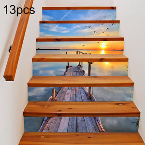 13pcs / Set DIY Creative Silent Sea Stairs Sticker Home Decoration, Size: 18*100cm