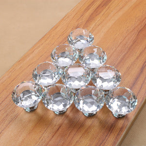 30mm K9 Clear Crystal Glass Chromium-plated One-hole Drawer Handle