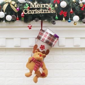 Christmas Ornament Decoration Lattice Cloth Christmas Stocking Gift Bag Pendant