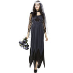 Halloween Costume Women Lace Chiffon Black Dress Ghost Bride Clothes Cosplay Game Uniforms, Size: M, Bust: 76cm, Waistline:70cm, Clothes Long:141cm