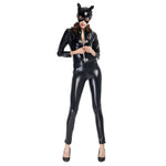 Halloween Costume Patent Leather Cat Girl Neutral Sexy Motorcycle Clothing Stage Performance Cosplay Clothing, Size:XL, Bust: 90-94m, Waistline:76-80cm, Clothes Long:143cm