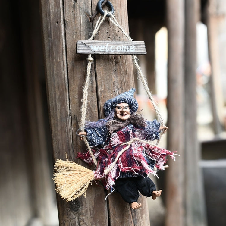 Halloween Retro Witch Ornaments Broom Ghost Hang Up Props Halloween House Decoration Festive Party Supplies Halloween Pendant