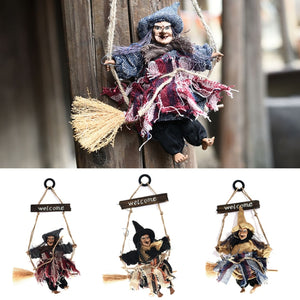 Halloween Retro Witch Ornaments Broom Ghost Hang Up Props Halloween House Decoration Festive Party Supplies Halloween Pendant