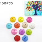 1000 PCS Assorted Mixed Color 2 Holes Buttons for Sewing DIY Crafts Children Manual Button Painting, Random Color, Diameter: 10mm