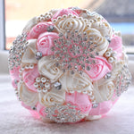 Wedding Holding Pearl Diamond Flowers Bridal Bouquet Accessories Bridesmaid Rhinestone Party Wedding Decoration Supplies, Diameter: 20cm