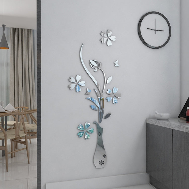 Creative 3D Vase Style Mirror DIY Wall Sticker Set, Size: 40*60cm