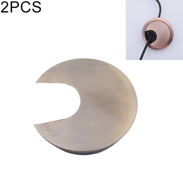 2 PCS Desk Computer Desktop Zinc Alloy Round Threading Box Hole Cover, Hole Diameter: 35mm (Bright Gold)