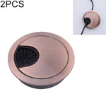 2 PCS Desk Computer Desktop Zinc Alloy Round Threading Box Hole Cover, Hole Diameter: 50mm (Bright Gold)