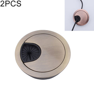 2 PCS Desk Computer Desktop Zinc Alloy Round Threading Box Hole Cover, Hole Diameter: 53mm  (Bright Gold)