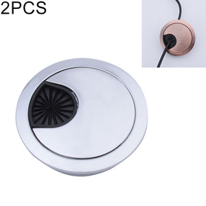 2 PCS Desk Computer Desktop Zinc Alloy Round Threading Box Hole Cover, Hole Diameter: 53mm  (Bright Gold)