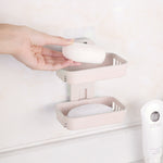 Wall Hanging Traceless Double-deck PP Soap Holder Bathroom Storage Shelf