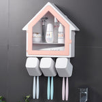 Bathroom Wall Hanging Small House Toothbrush Holder Toiletries Storage Shelf