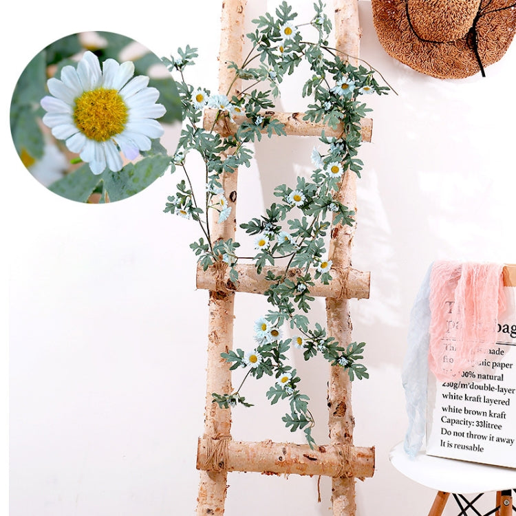 Daisy Leaf Artificial Flower Vine Interior Background Wall Window Decoration, Length: 1.75m