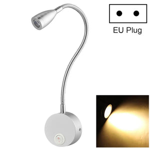 3W 160 LM 3000-3200K Flexible Goose Neck Warm White LED Reading Lamp Light Wall Mount Light Wall Sconce Lamp, Got the CE / FCC Certification, US Plug, Goose Neck Length: 30cm