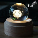 3D Word Engraving Crystal Ball Music Box Electronic Swivel Musical Birthday Gift Home Decor with Music