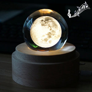 3D Word Engraving Crystal Ball Music Box Electronic Swivel Musical Birthday Gift Home Decor with Music