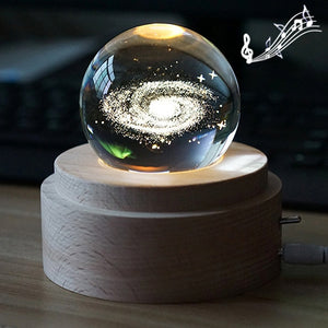 3D Word Engraving Crystal Ball Music Box Electronic Swivel Musical Birthday Gift Home Decor with Music