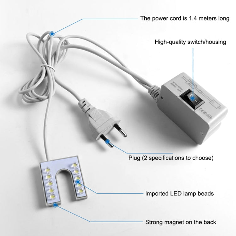 10 LEDs Sewing Machine Lamp U-shaped Highlight Magnet Working Energy-saving Lamp