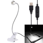 3W 360 Degree Rotation USB Metal Flexible Neck LED Light with Switch & Clip (Warm White Light Silver)