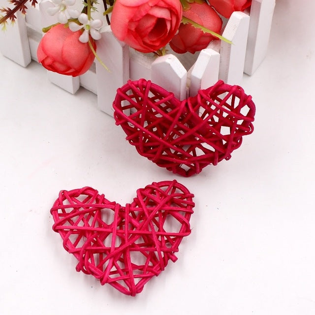 5 PCS 6cm Artificial Straw Ball DIY Decoration Rattan Heart Christmas Decor Home Ornament