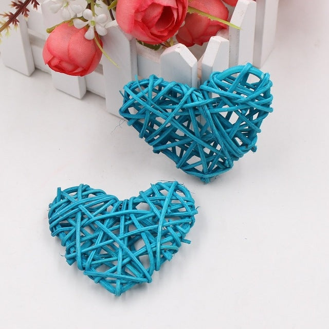 5 PCS 6cm Artificial Straw Ball DIY Decoration Rattan Heart Christmas Decor Home Ornament