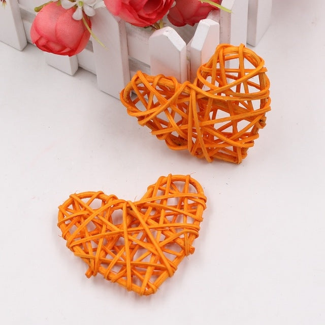 5 PCS 6cm Artificial Straw Ball DIY Decoration Rattan Heart Christmas Decor Home Ornament