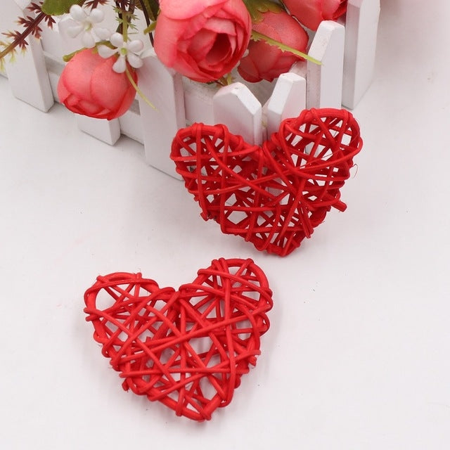 5 PCS 6cm Artificial Straw Ball DIY Decoration Rattan Heart Christmas Decor Home Ornament