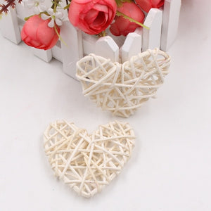 5 PCS 6cm Artificial Straw Ball DIY Decoration Rattan Heart Christmas Decor Home Ornament