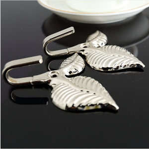 2 PCS Iron Leaf Shaped Curtain Tie Wall Hooks Home Decor