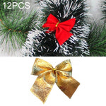 12 PCS Flocked Bow Christmas Tree Decoration