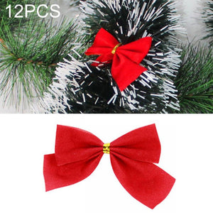 12 PCS Flocked Bow Christmas Tree Decoration