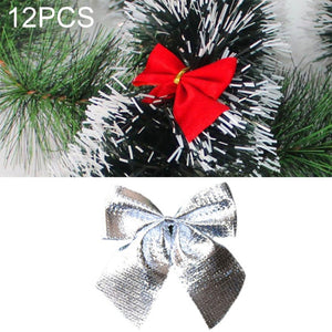 12 PCS Flocked Bow Christmas Tree Decoration