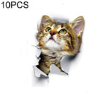 10 PCS Removable Waterproof Cartoon 3 D Cat Pattern Wall Sticker  Bathroom Toilet Sticker