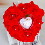 Heart-shaped Ring Box can Hang Simulation Foam Rose Ring Pillow Wedding Supplies