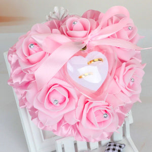 Heart-shaped Ring Box can Hang Simulation Foam Rose Ring Pillow Wedding Supplies