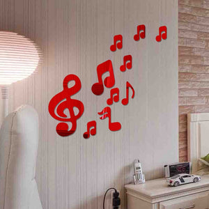 3D Musical Notes Acrylic Mirrors Wall Sticker Home Decor Living Room Wall Decoration Art DIY Wall Stickers