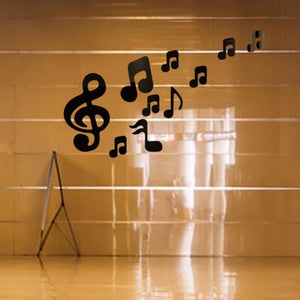 3D Musical Notes Acrylic Mirrors Wall Sticker Home Decor Living Room Wall Decoration Art DIY Wall Stickers