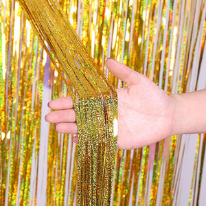 Laser Rain Tinsel Foil Curtain Birthday Party Decoration Tassel Wall,