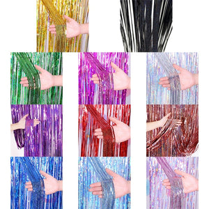 Laser Rain Tinsel Foil Curtain Birthday Party Decoration Tassel Wall,