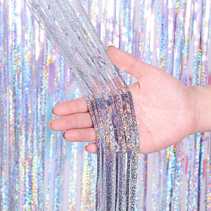 Laser Rain Tinsel Foil Curtain Birthday Party Decoration Tassel Wall,