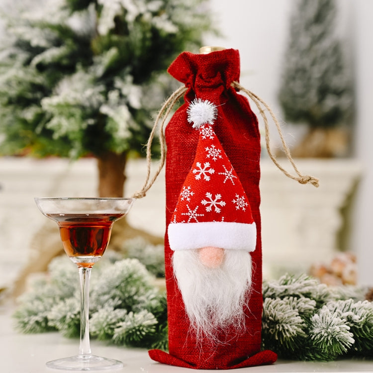 Christmas Decorations Forest Old Man Linen Wine Bottle Bag