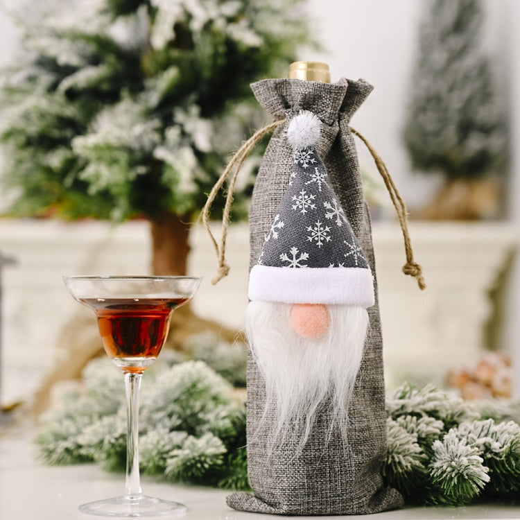 Christmas Decorations Forest Old Man Linen Wine Bottle Bag