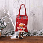 Christmas Burlap Gift Bag Candy Bag Plaid Tote Bag