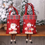 Christmas Burlap Gift Bag Candy Bag Plaid Tote Bag