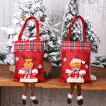 Christmas Burlap Gift Bag Candy Bag Plaid Tote Bag