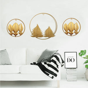 Home Living Room Iron Art Wall Hanging Gold Three-Dimensional Leaf Wall Hanging Decorative Painting