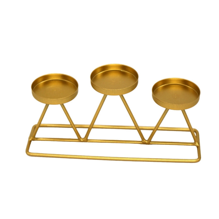 Three-Head Candle Holders Metal Decorations Romantic Wedding Dining Table Decorations, Colour: Golden